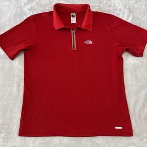 The North Face Polo Shirt Mens Large Red‎ Quarter Zip Active Casual Sporty